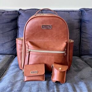 Itzy Ritzy Mini Diaper Back with Mini Wallet and Hand Sanitizer Charm | Cognac